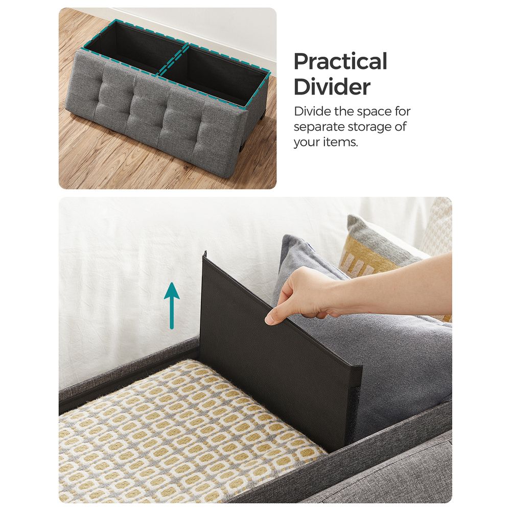 Storage Ottoman Bench - 43.3 Inch - Linen Look Seating