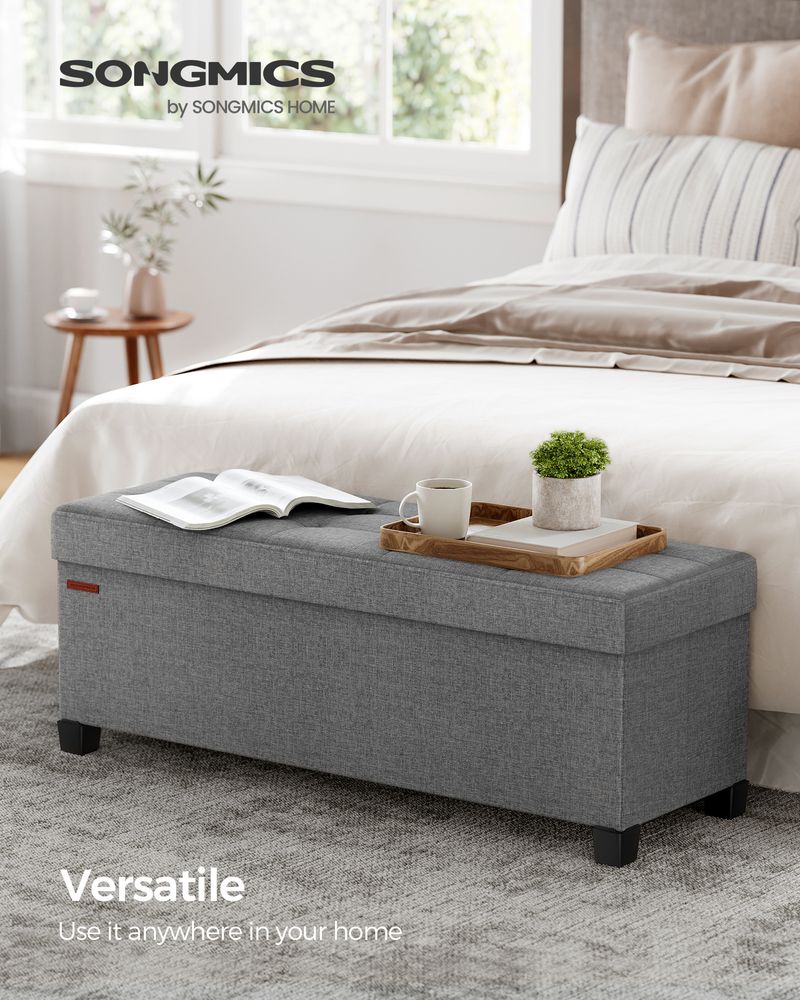 Storage Ottoman Bench - 43.3 Inch - Linen Look Seating
