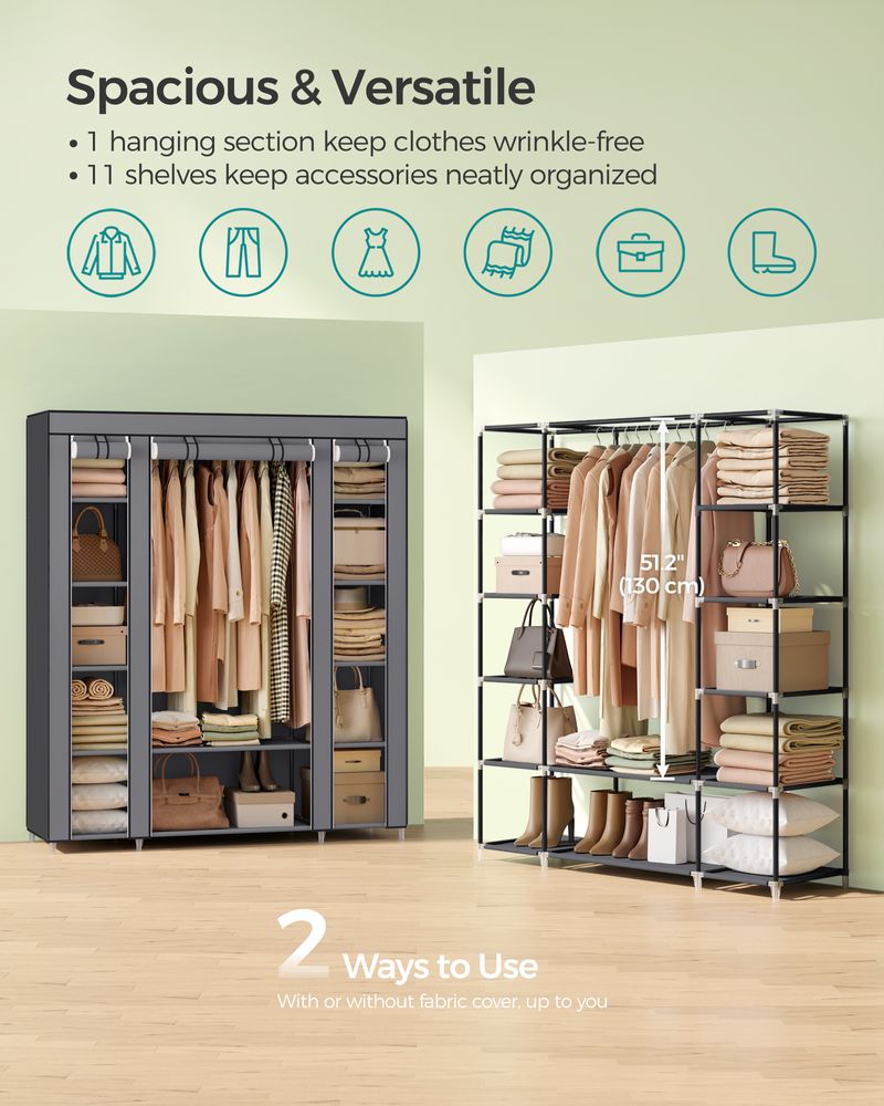 Closet Wardrobe Organizer - Non Woven Fabric Cover - Shelves