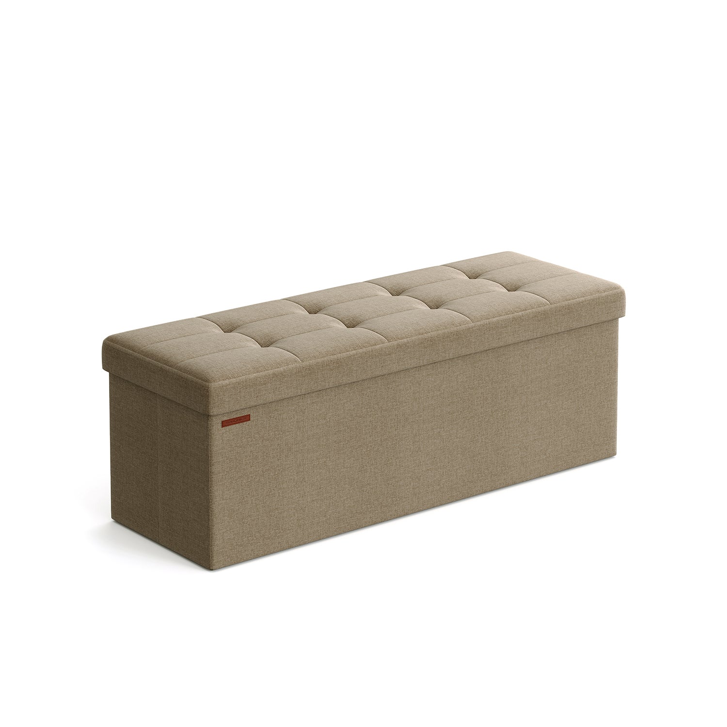 Folding Storage Ottoman Bench – Linen Fabric – 43 Inch Seating Box
