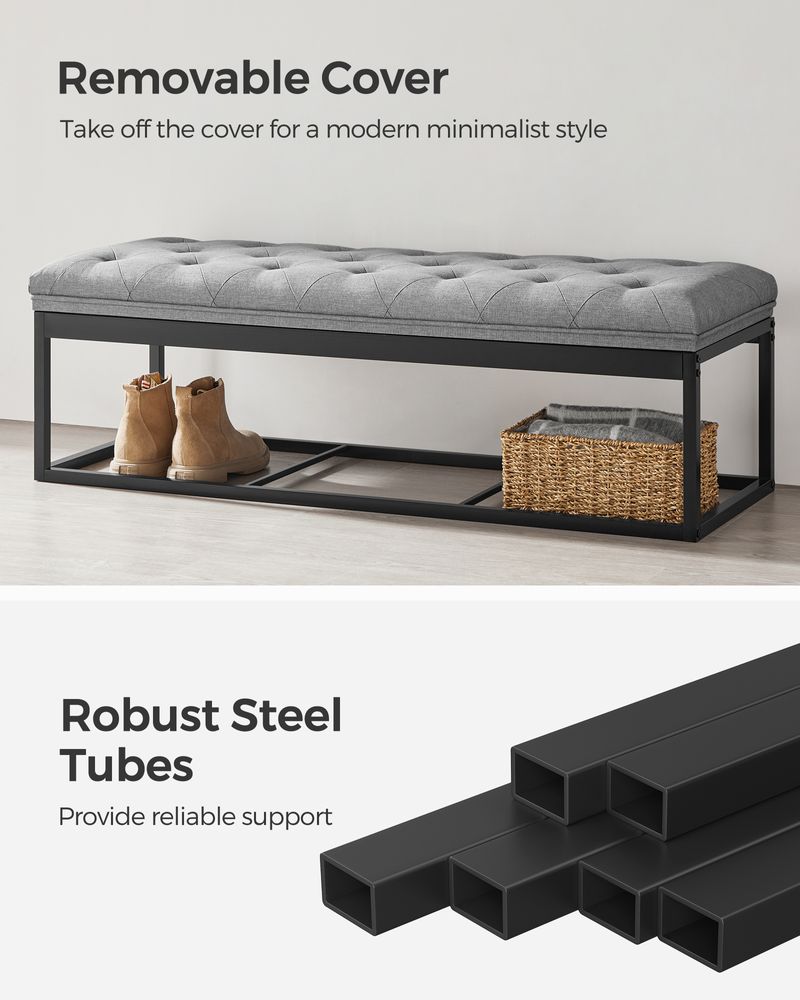 Storage Ottoman Bench With Legs - 660 lb Load - Large Capacity