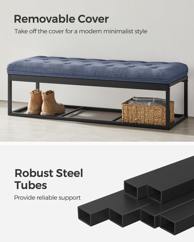 Storage Ottoman Bench With Legs - Large Capacity - 660 lb Load