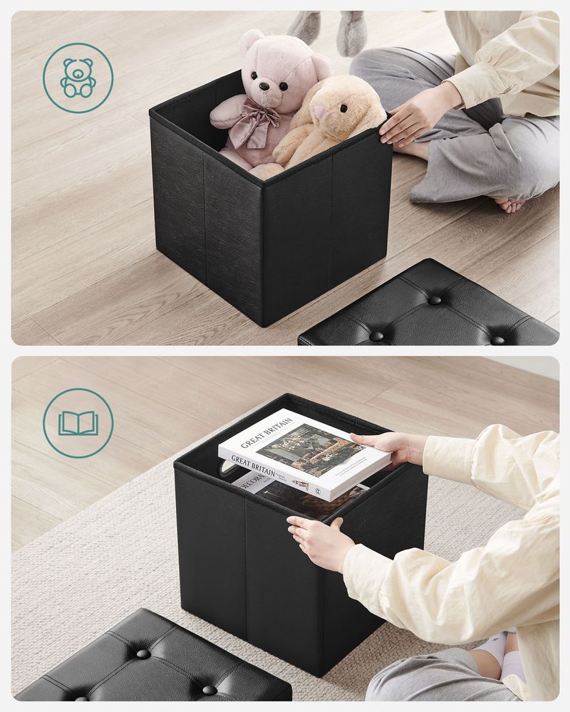 Storage Ottoman - 15 Inch Folding - With Storage And Seating