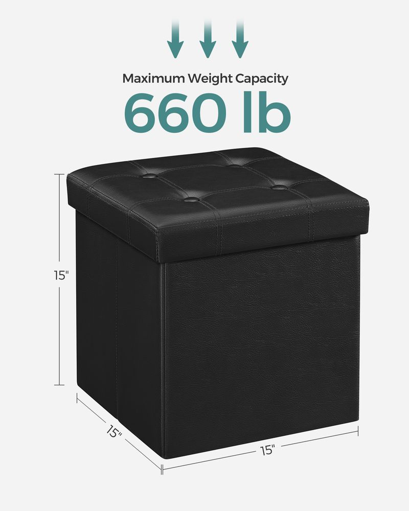 Storage Ottoman - 15 Inch Folding - With Storage And Seating