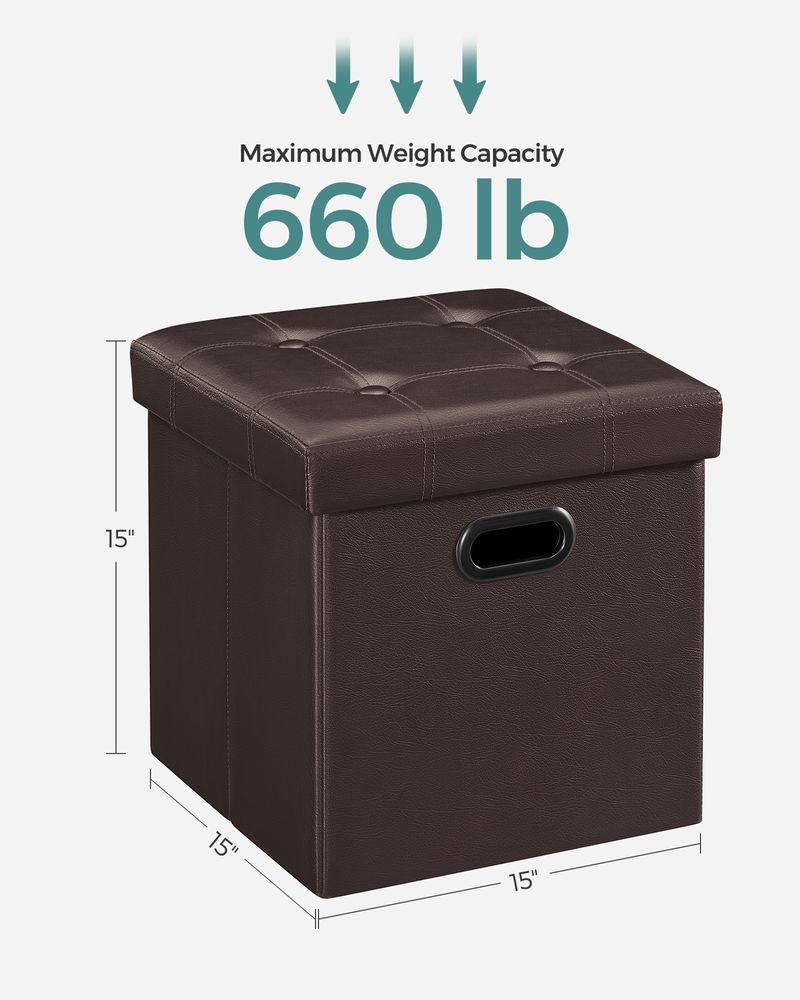 Storage Ottoman - 15 Inch Folding - With Storage And Seating