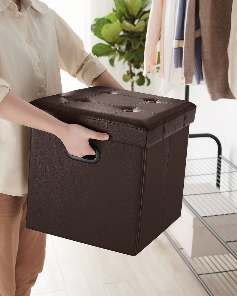 Storage Ottoman - 15 Inch Folding - With Storage And Seating