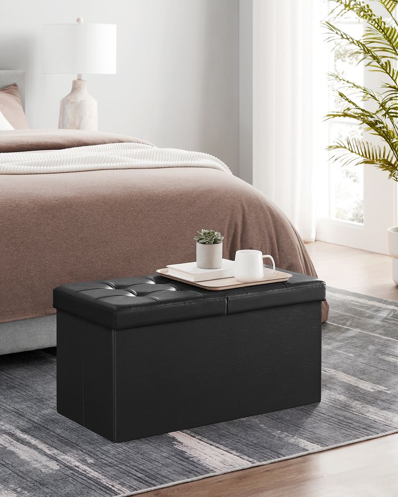 Storage Ottoman Bench - 30 Inch Folding - Flip Top Lid