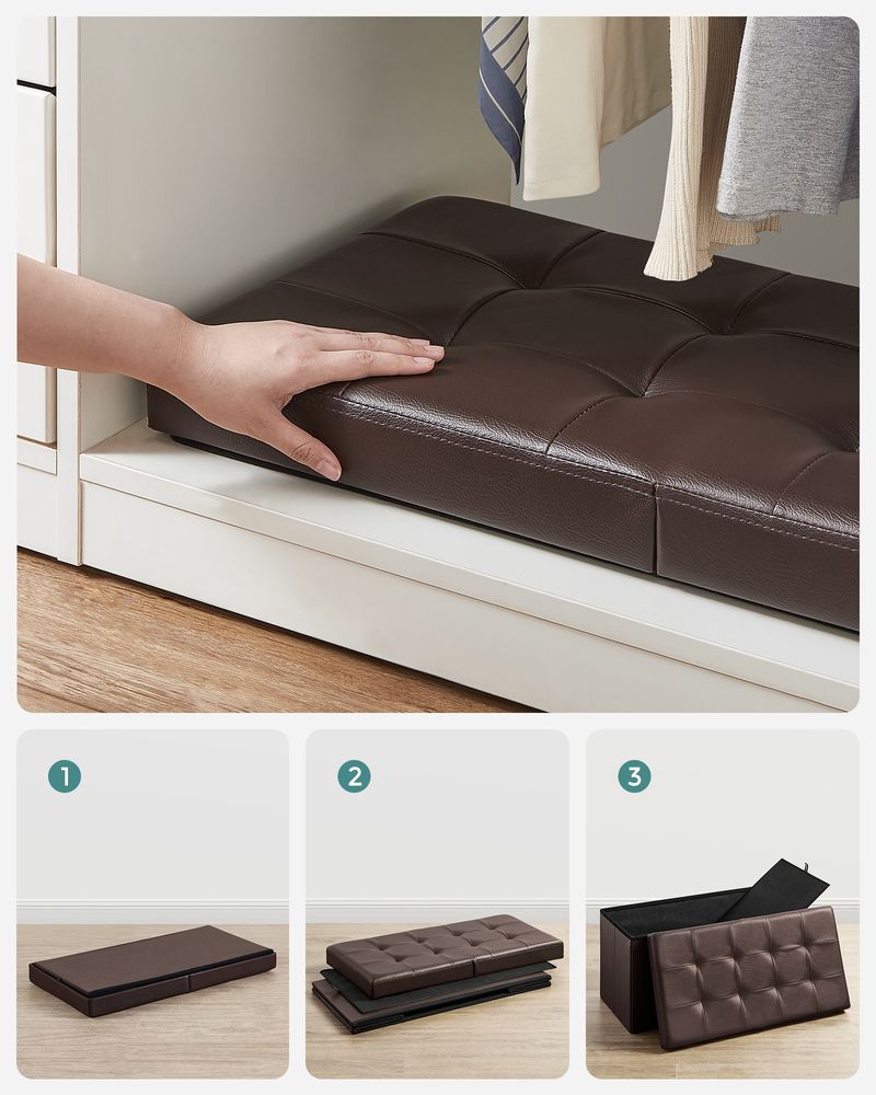 Storage Ottoman Bench - 30 Inch Folding - Flip Top Lid