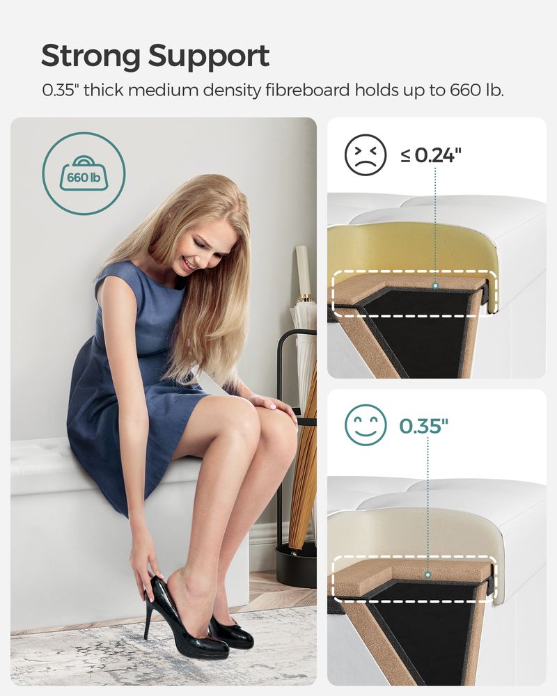 Storage Ottoman Bench - 30 Inch Folding - Flip Top Lid