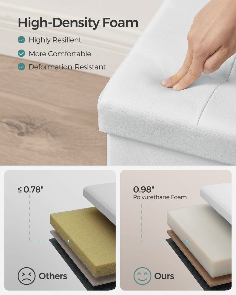 Storage Ottoman Bench - 30 Inch Folding - Flip Top Lid