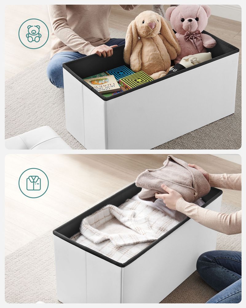 Storage Ottoman Bench - 30 Inch Folding - Flip Top Lid