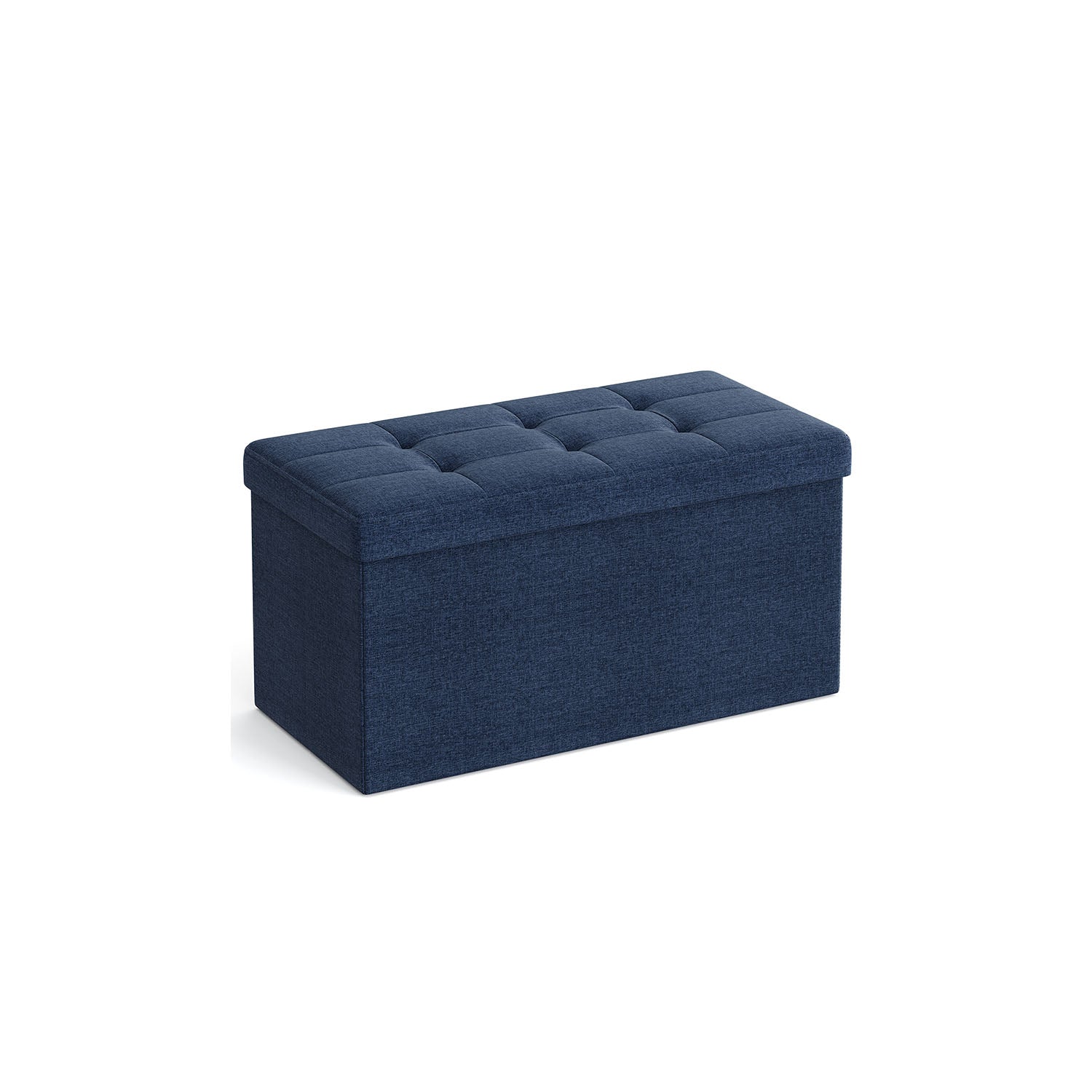 Storage Ottoman Bench - 30 Inch Folding - Linen Upholstered Storage