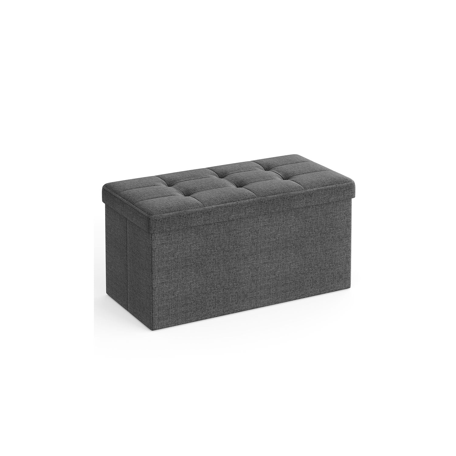 Storage Ottoman Bench - 30 Inch Folding - Linen Upholstered Storage