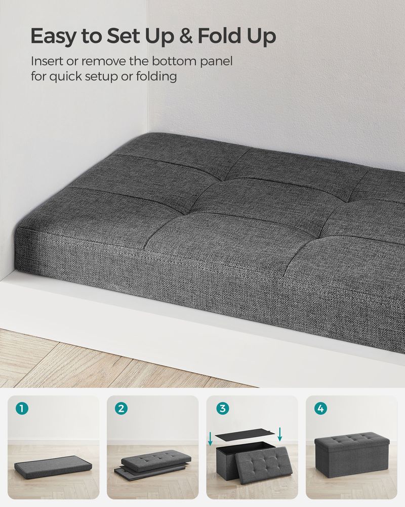 Storage Ottoman Bench - 30 Inch Folding - Multi Use