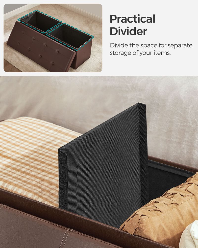 Storage Ottoman Bench - 30 & 43 Inch Folding - Padded Seating