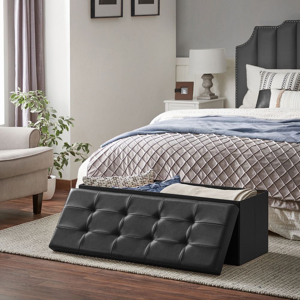Storage Ottoman Bench - 30 Inch Folding - Flip Top Lid
