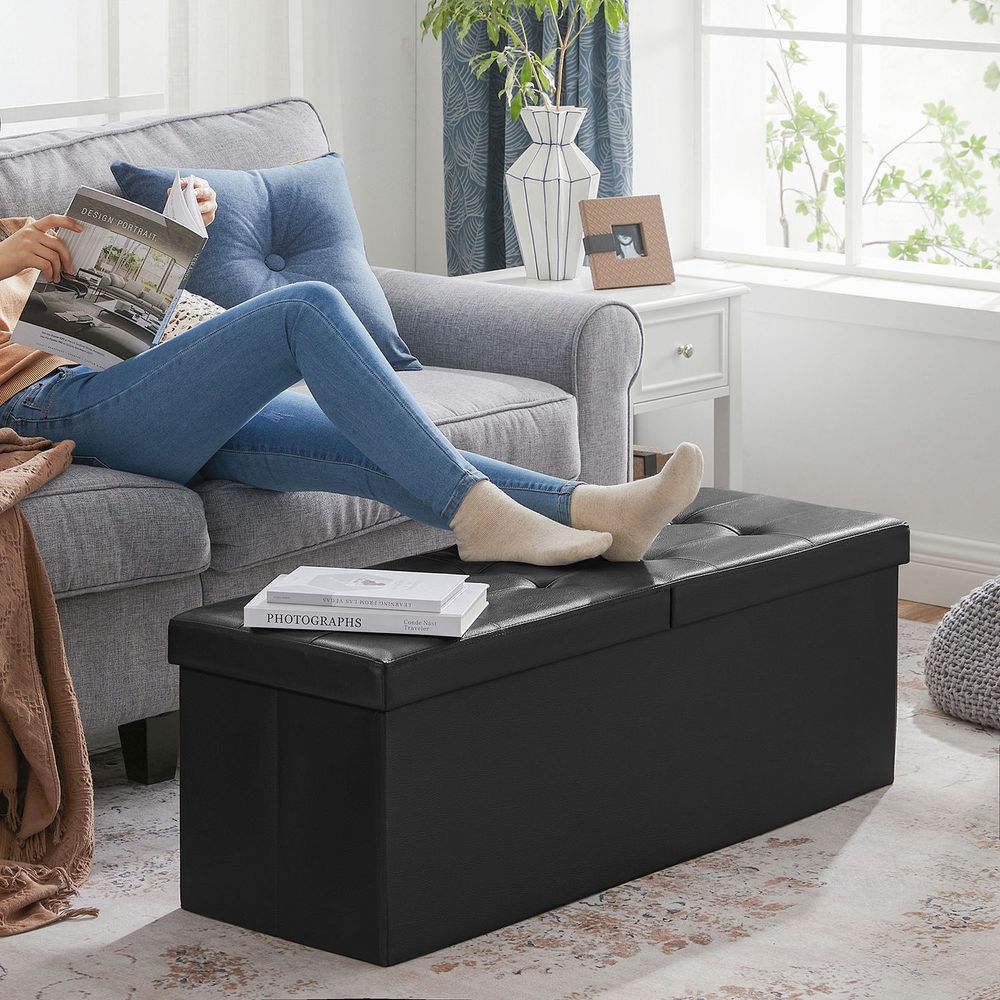 Storage Ottoman Bench - 30 Inch Folding - Flip Top Lid