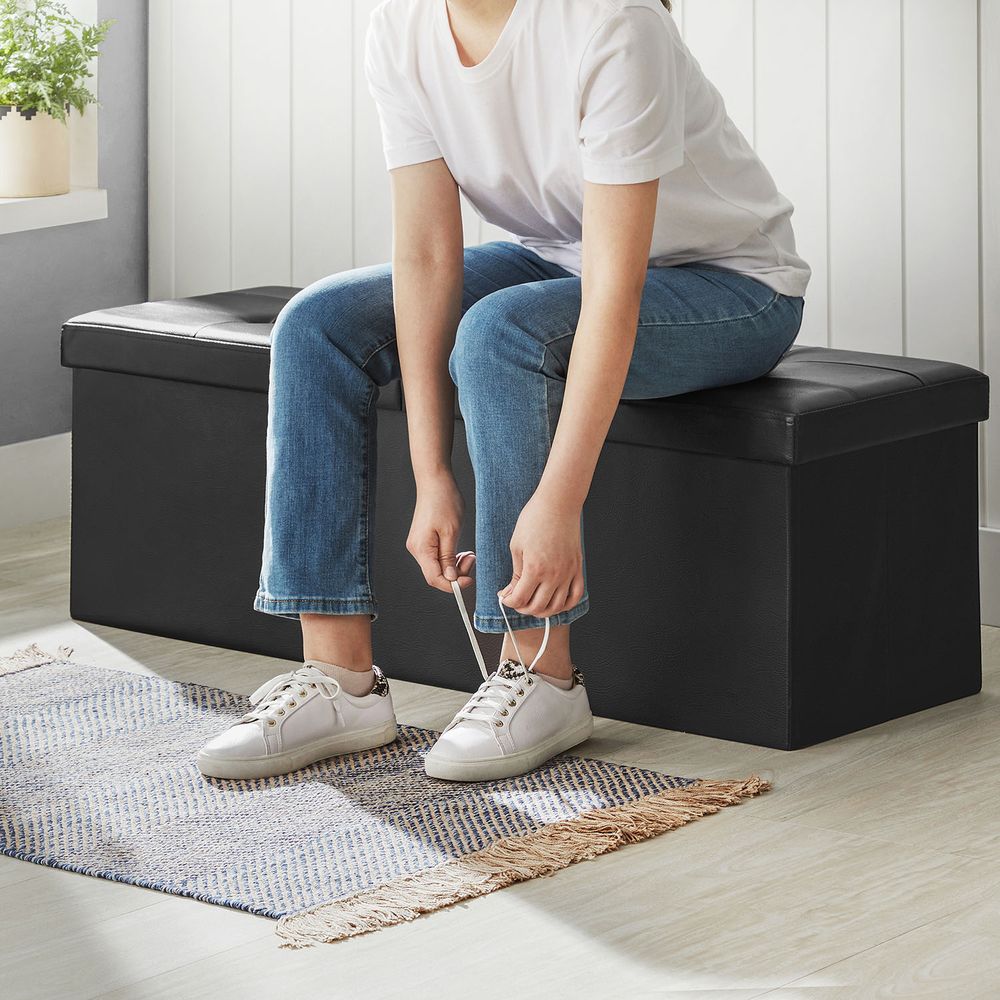 Storage Ottoman Bench - 30 Inch Folding - Flip Top Lid