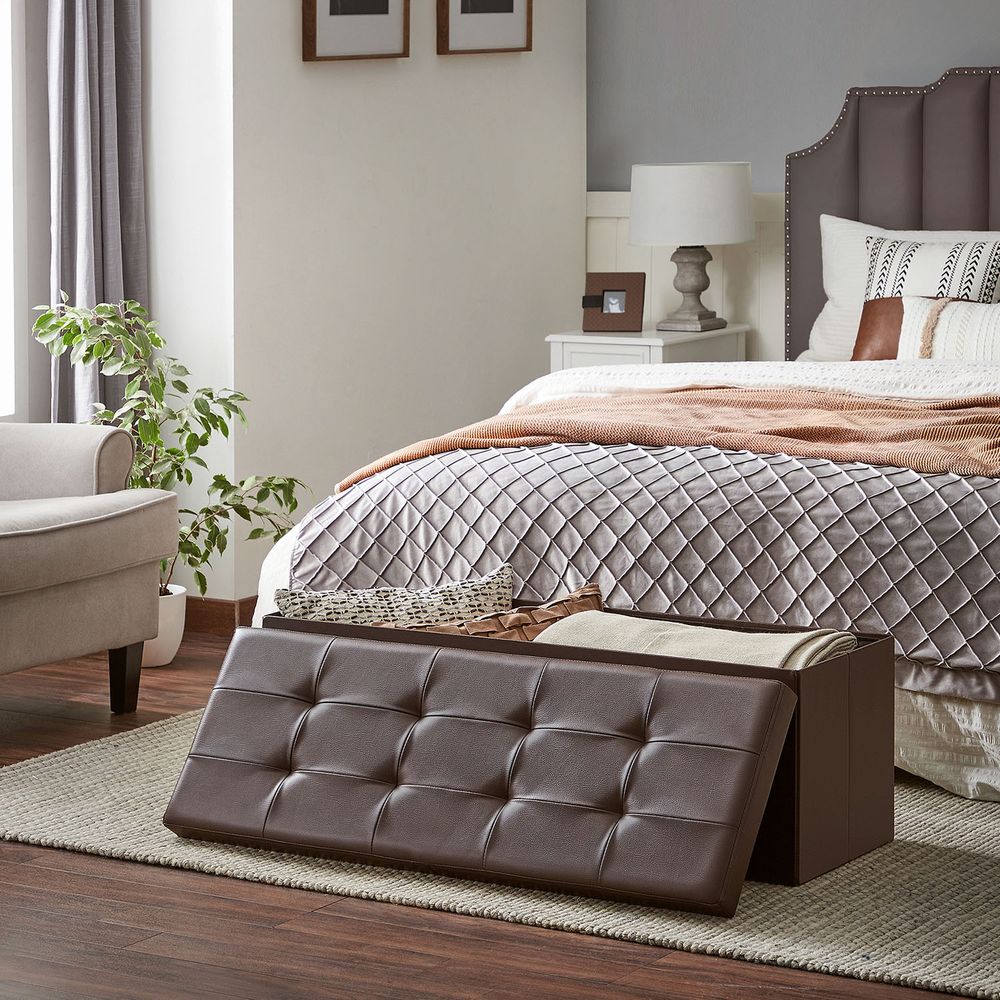 Storage Ottoman Bench - 30 Inch Folding - Flip Top Lid