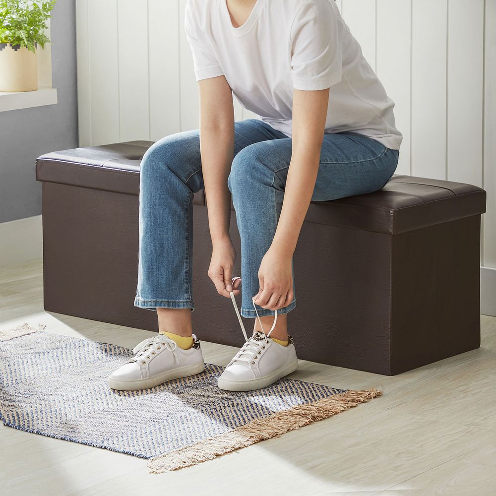 Storage Ottoman Bench - 30 Inch Folding - Flip Top Lid