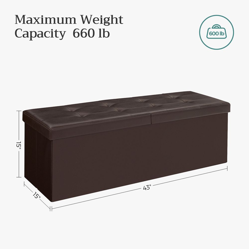 Storage Ottoman Bench - 30 Inch Folding - Flip Top Lid