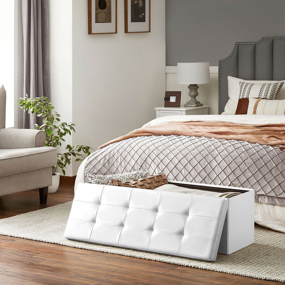 Storage Ottoman Bench - 30 Inch Folding - Flip Top Lid