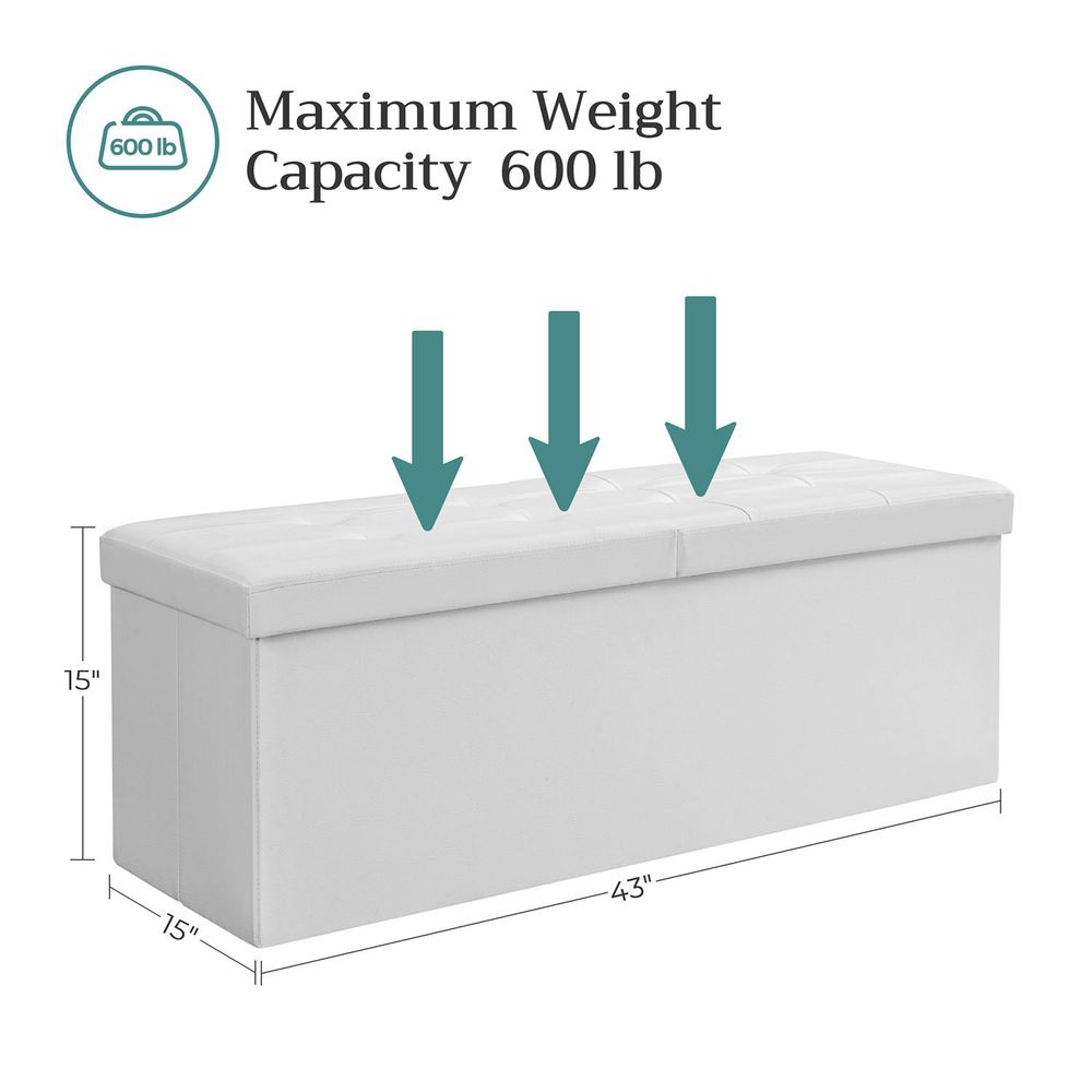 Storage Ottoman Bench - 30 Inch Folding - Flip Top Lid