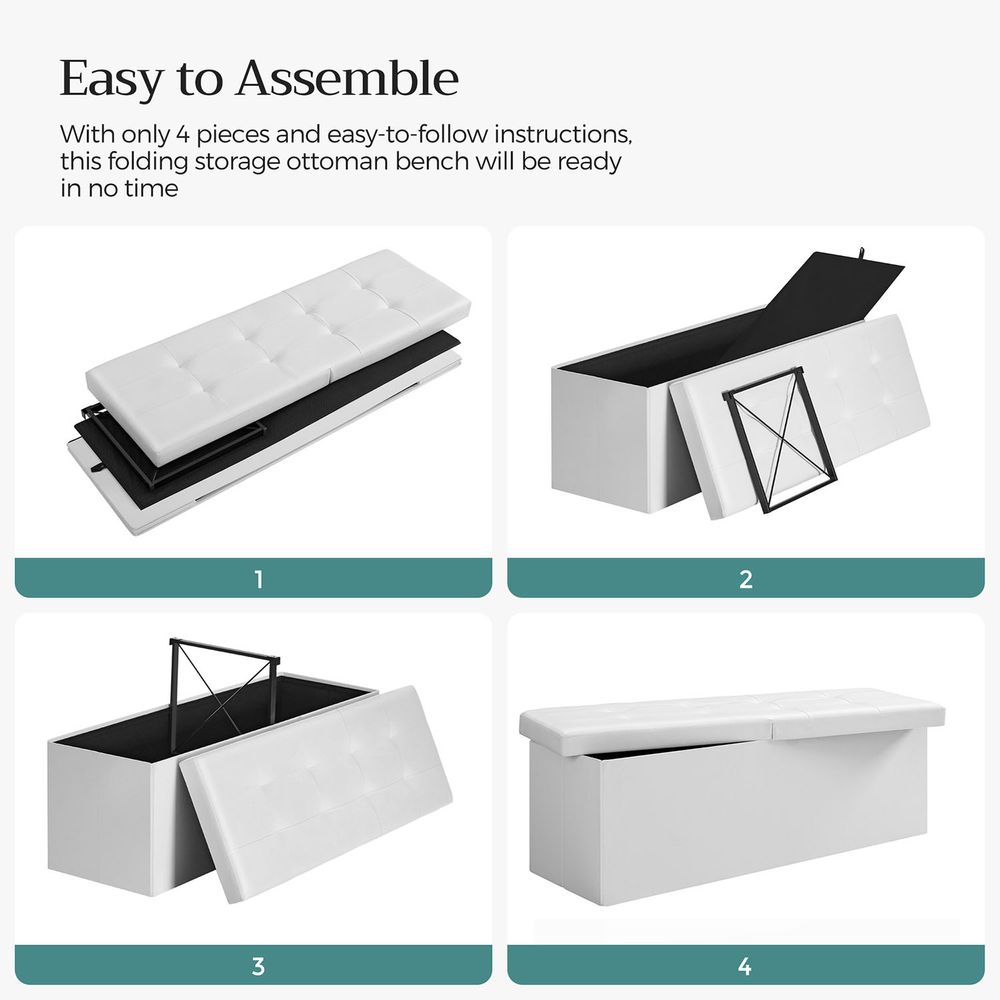 Storage Ottoman Bench - 30 Inch Folding - Flip Top Lid