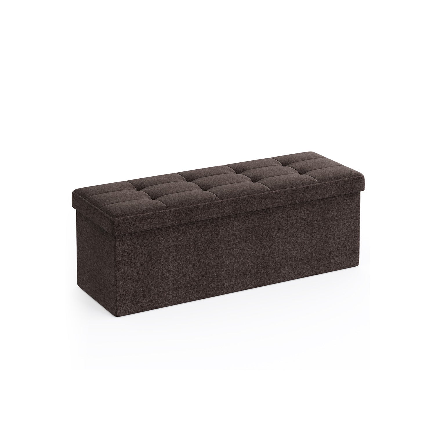 Folding Storage Ottoman Bench – Linen Fabric – 43 Inch Seating Box