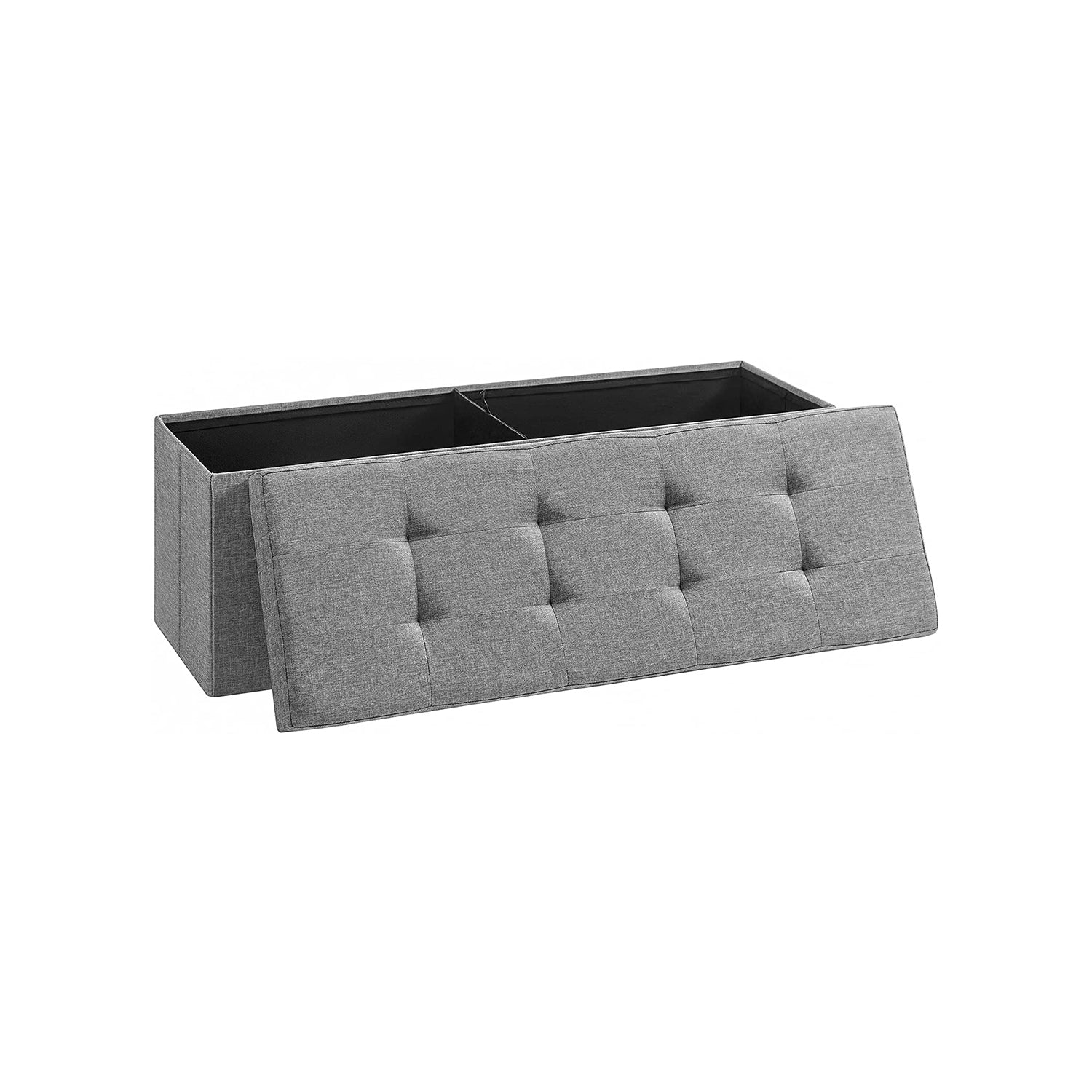 Folding Storage Ottoman Bench – Linen Fabric – 43 Inch Seating Box