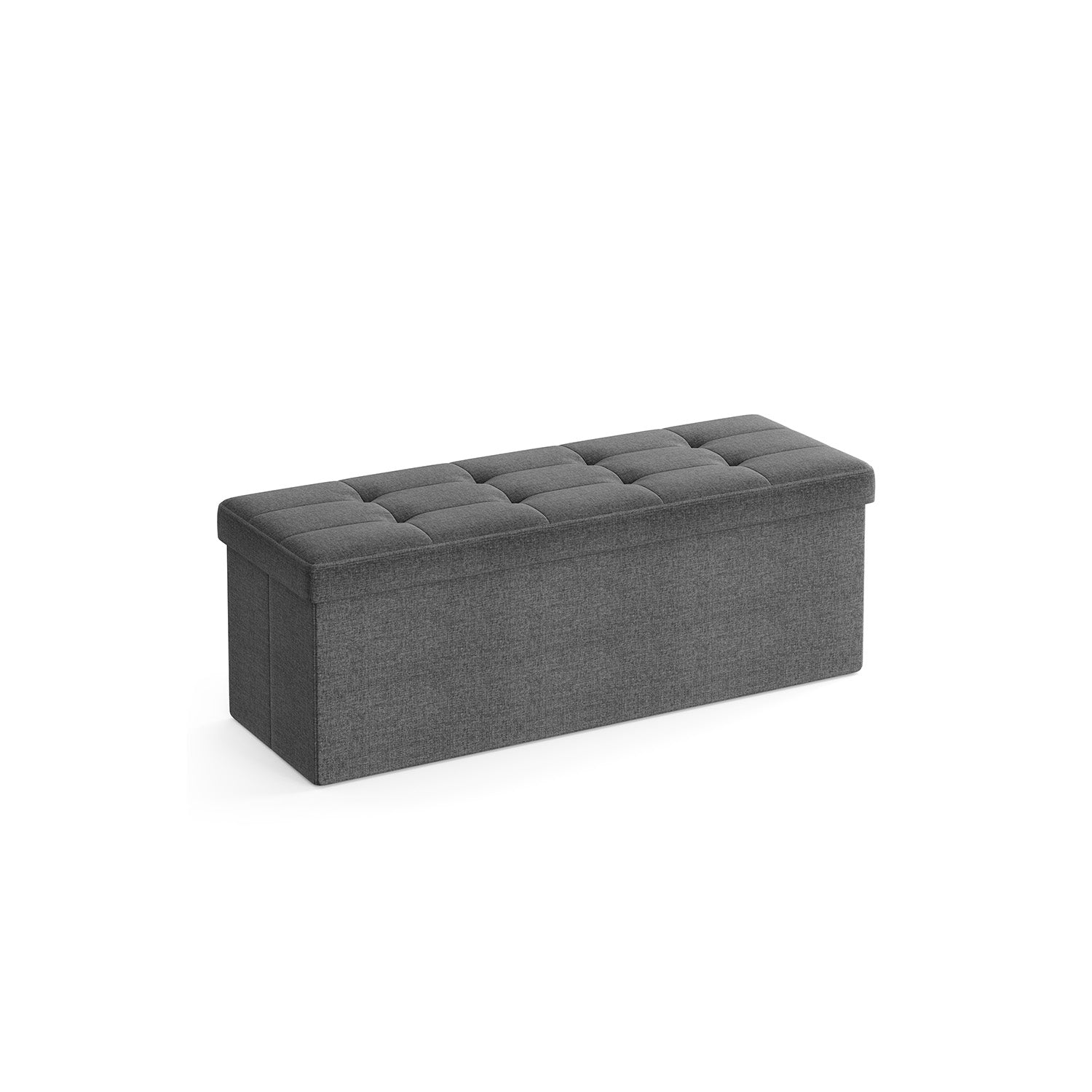 Folding Storage Ottoman Bench – Linen Fabric – 43 Inch Seating Box