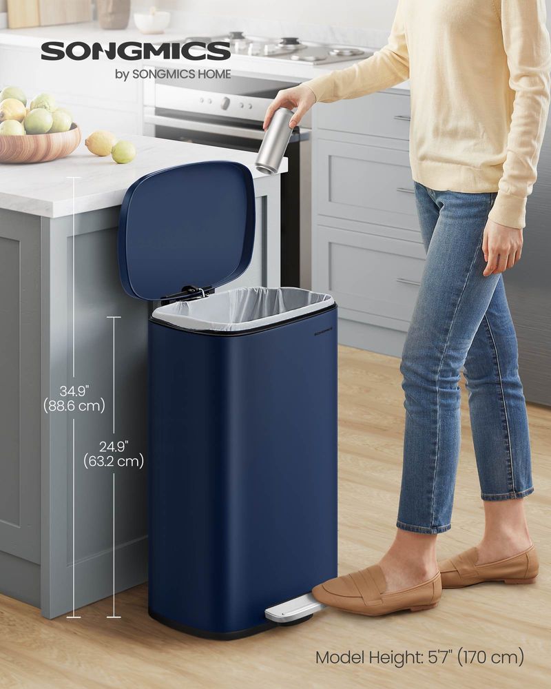 3 Gallon Step Trash Can – Soft Close Lid – Stainless Steel Kitchen Bin