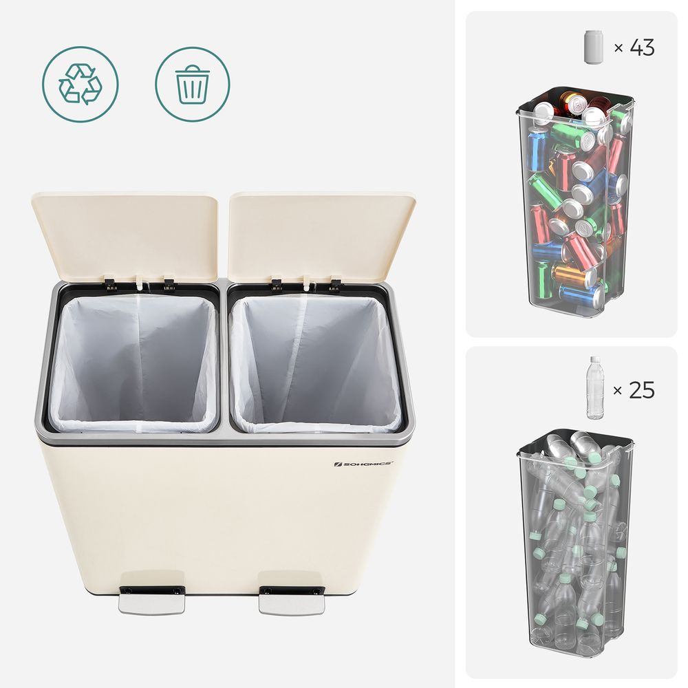 Trash Can - 2 x 8 Gallon - 2 Inner Buckets - Kitchen Use