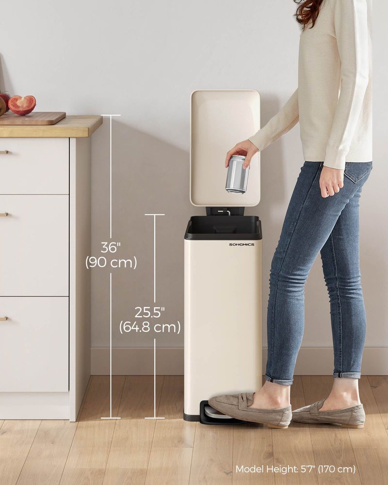 Garbage Can - 13 Gallon Slim - Soft Close Lid - Narrow Spaces