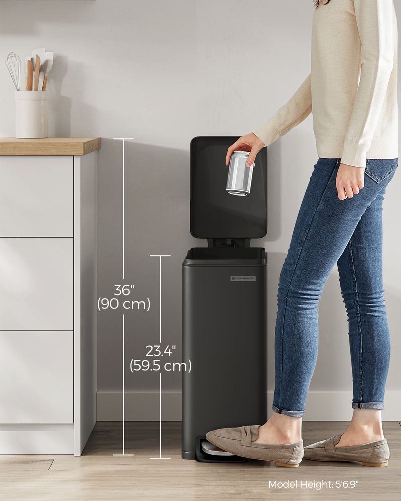 Garbage Can - 13 Gallon Slim - Soft Close Lid - Narrow Spaces