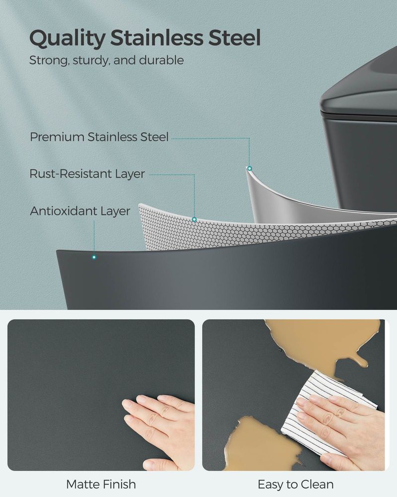 Garbage Can - 13 Gallon Slim - Soft Close Lid - Narrow Spaces