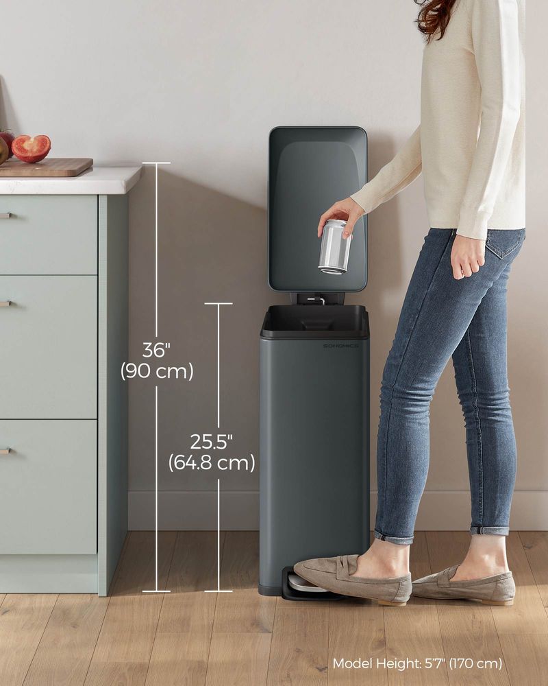 Garbage Can - 13 Gallon Slim - Soft Close Lid - Narrow Spaces