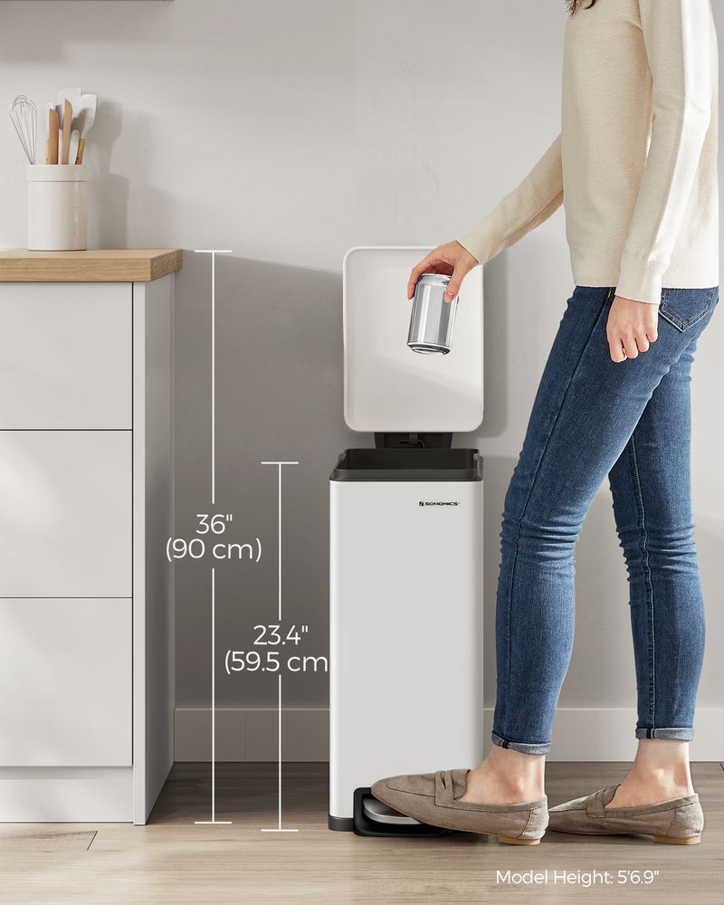 Garbage Can - 13 Gallon Slim - Soft Close Lid - Narrow Spaces