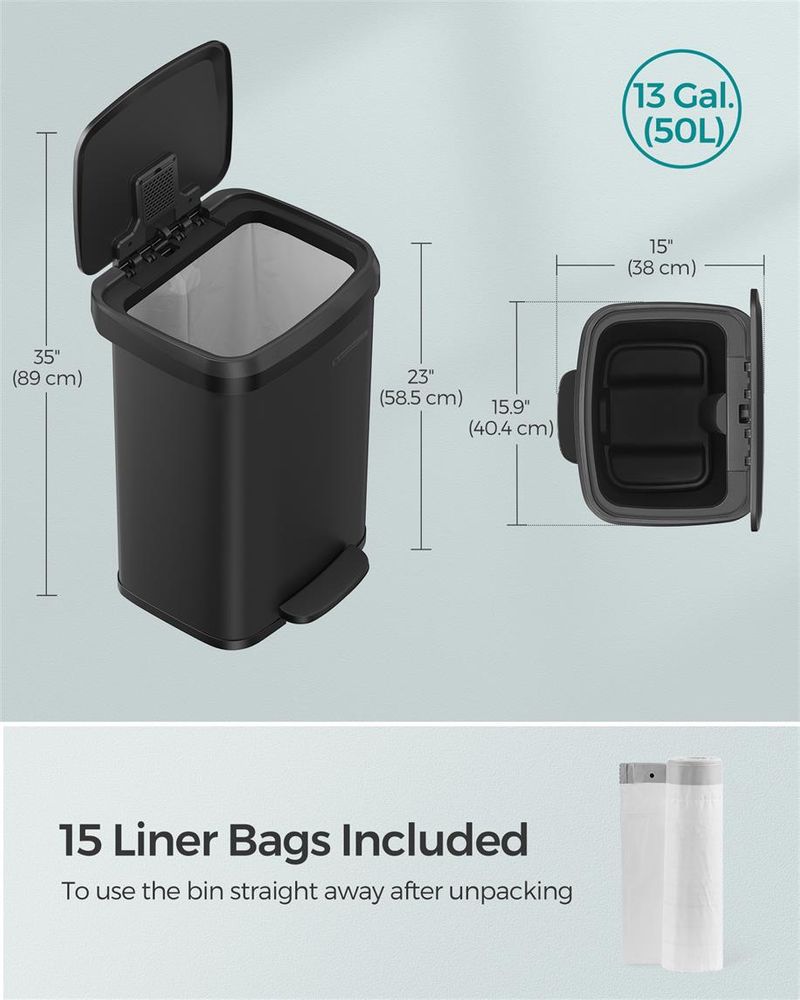 Trash Can - 13 & 18 Gallons Stainless Steel - Pedal Lid