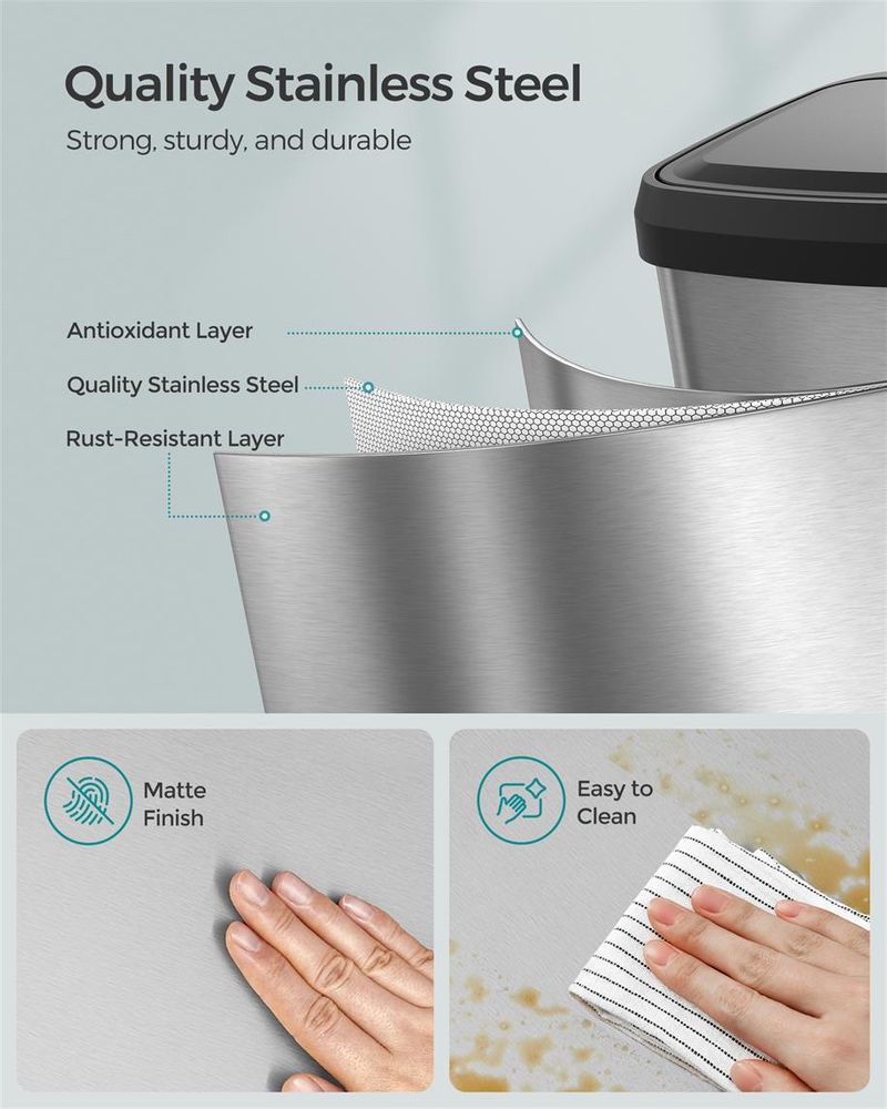 Trash Can - 13 & 18 Gallons Stainless Steel - Pedal Lid