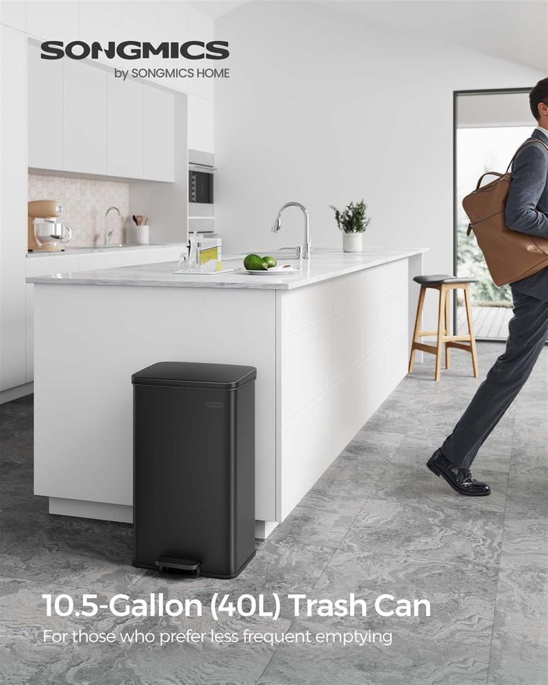 10.5 Gallon Kitchen Trash Can With Lid Soft Close Stainless Steel