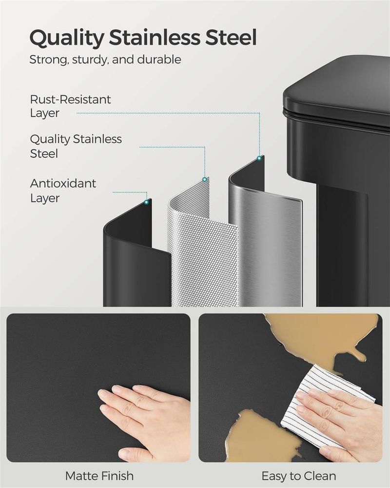 10.5 Gallon Kitchen Trash Can With Lid Soft Close Stainless Steel