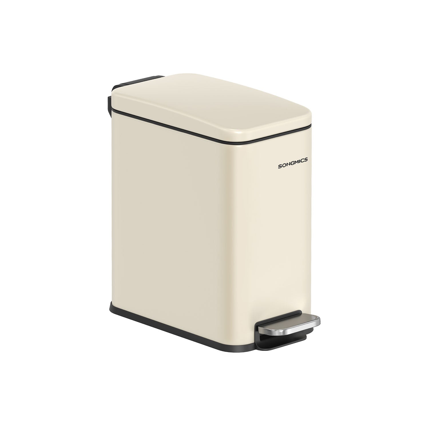 Small Trash Bin With Lid – Step Pedal – Slim Bathroom Design