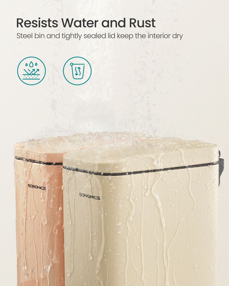 Small Trash Bin With Lid – Step Pedal – Slim Bathroom Design