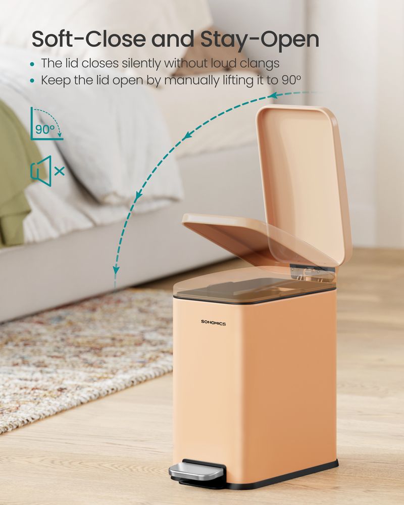 Small Trash Bin With Lid – Step Pedal – Slim Bathroom Design