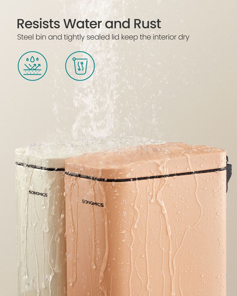 Small Trash Bin With Lid – Step Pedal – Slim Bathroom Design