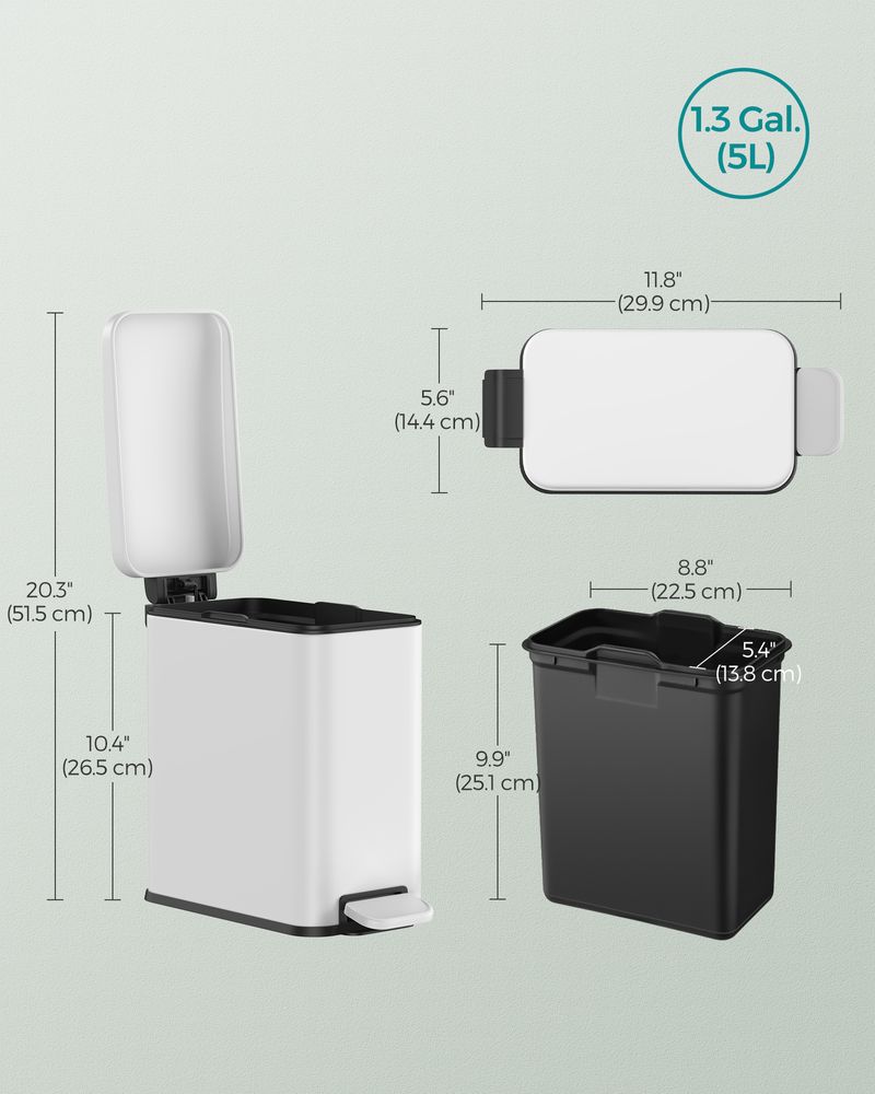 Small Trash Bin With Lid – Step Pedal – Slim Bathroom Design