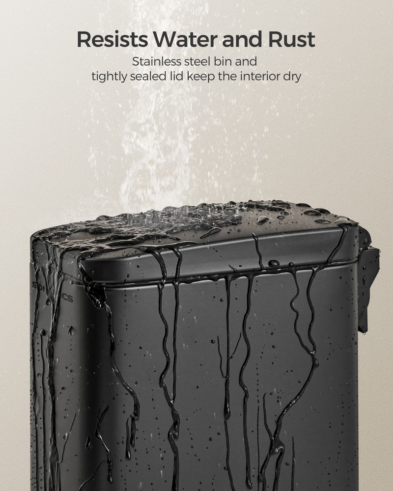 Small Trash Bin With Lid – Step Pedal – Slim Bathroom Design