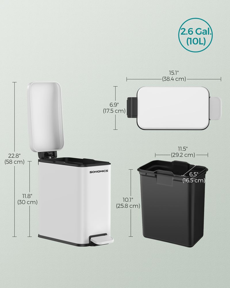 Small Trash Bin With Lid – Step Pedal – Slim Bathroom Design
