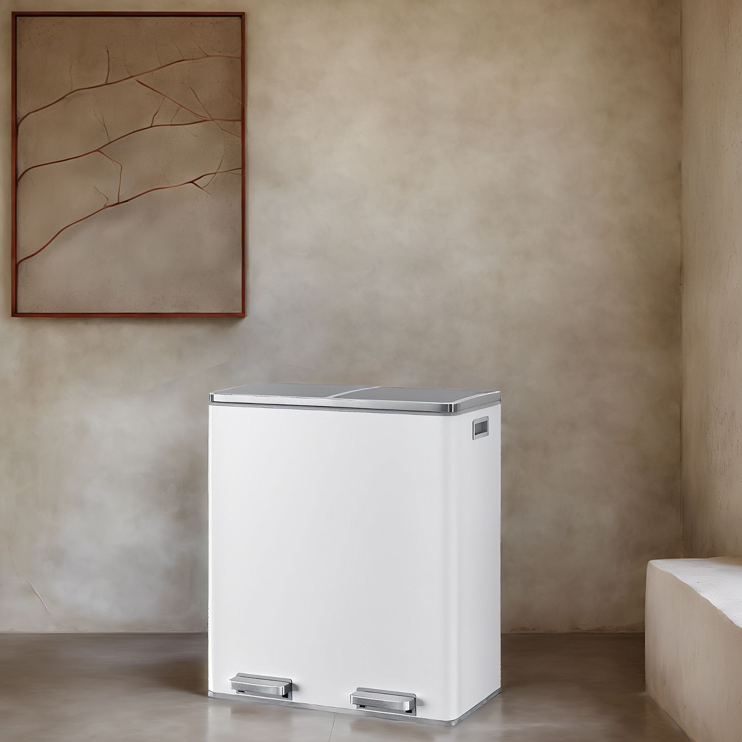 Double Trash Can With 2 Compartments – 2 x 8 Gallon – Soft Close Step Bin